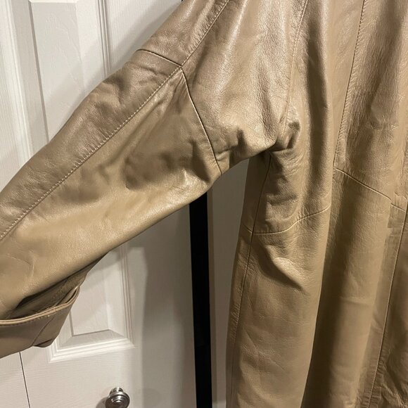 BOD & CHRISTENSEN Long Tan Leather Coat – Size M - Picture 5 of 9
